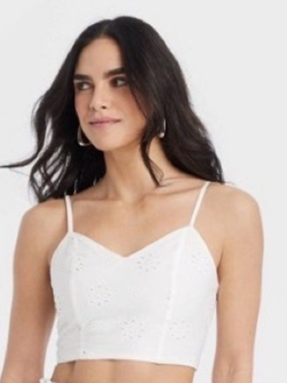 NWT‎ Size Small White Eyelet Cropped Cami Top Universal Thread